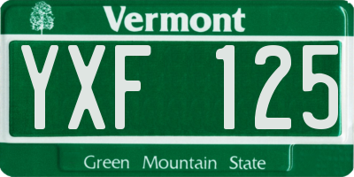 VT license plate YXF125