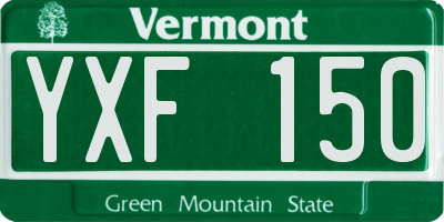 VT license plate YXF150