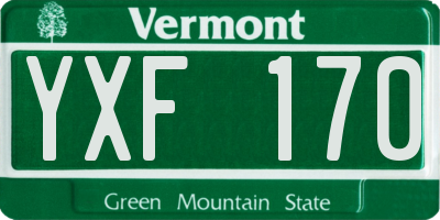 VT license plate YXF170