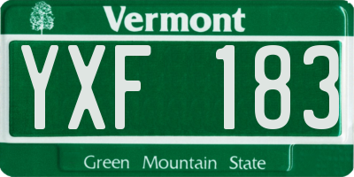 VT license plate YXF183