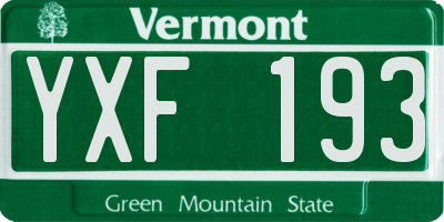 VT license plate YXF193