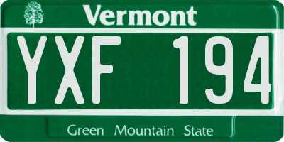 VT license plate YXF194