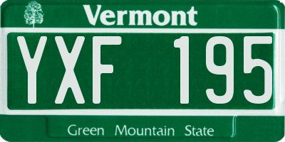 VT license plate YXF195