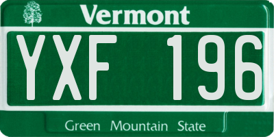 VT license plate YXF196