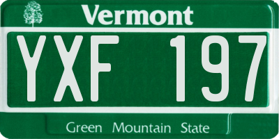 VT license plate YXF197