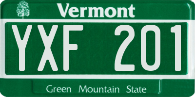 VT license plate YXF201