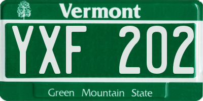 VT license plate YXF202