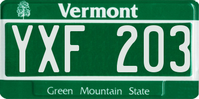 VT license plate YXF203