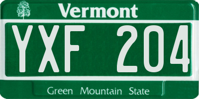 VT license plate YXF204
