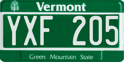 VT license plate YXF205