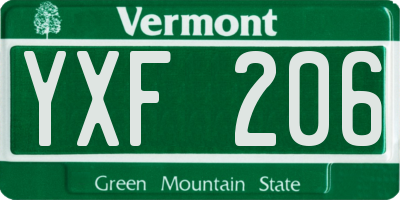 VT license plate YXF206