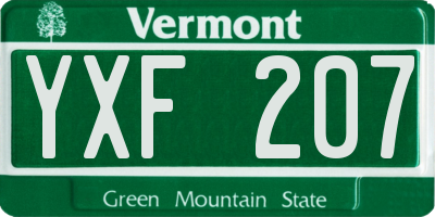 VT license plate YXF207