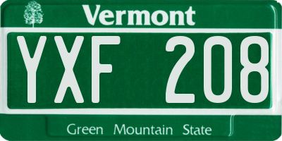 VT license plate YXF208