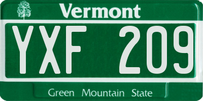 VT license plate YXF209