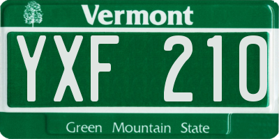 VT license plate YXF210