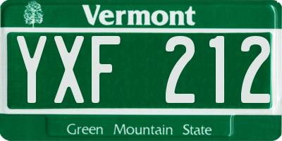 VT license plate YXF212