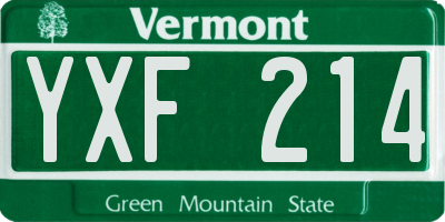 VT license plate YXF214