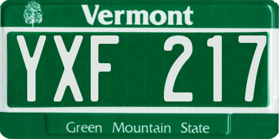 VT license plate YXF217