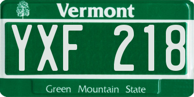 VT license plate YXF218