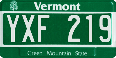 VT license plate YXF219