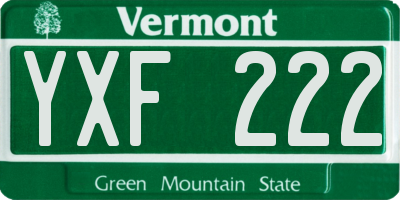 VT license plate YXF222