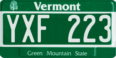 VT license plate YXF223