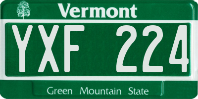 VT license plate YXF224