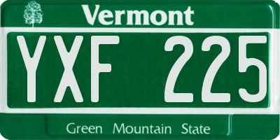 VT license plate YXF225