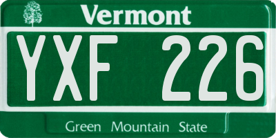 VT license plate YXF226