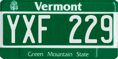VT license plate YXF229