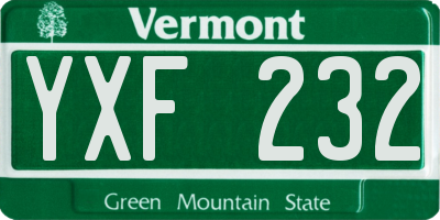 VT license plate YXF232