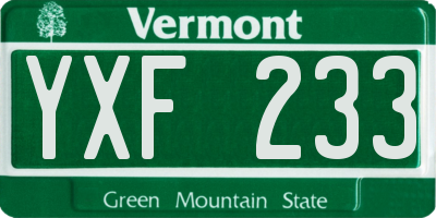 VT license plate YXF233