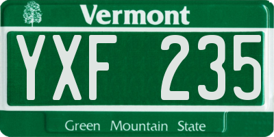 VT license plate YXF235