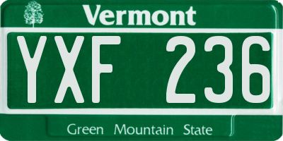 VT license plate YXF236