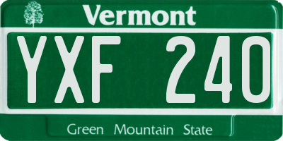 VT license plate YXF240