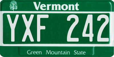 VT license plate YXF242