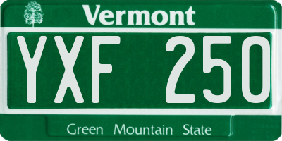 VT license plate YXF250