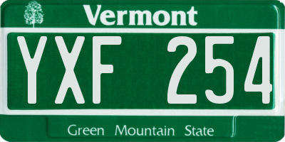 VT license plate YXF254