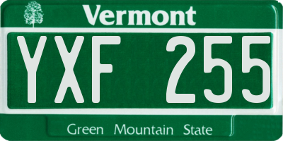 VT license plate YXF255