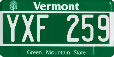 VT license plate YXF259