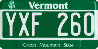 VT license plate YXF260