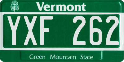VT license plate YXF262