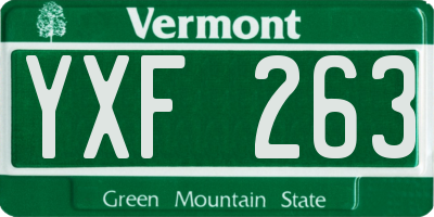 VT license plate YXF263