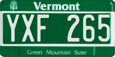 VT license plate YXF265