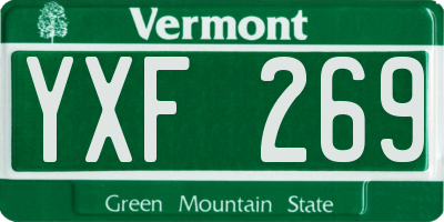 VT license plate YXF269