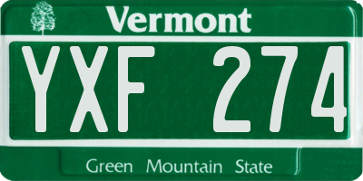 VT license plate YXF274