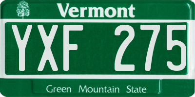 VT license plate YXF275