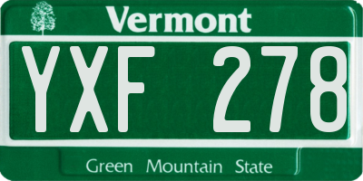 VT license plate YXF278