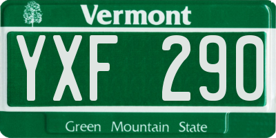 VT license plate YXF290