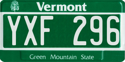 VT license plate YXF296